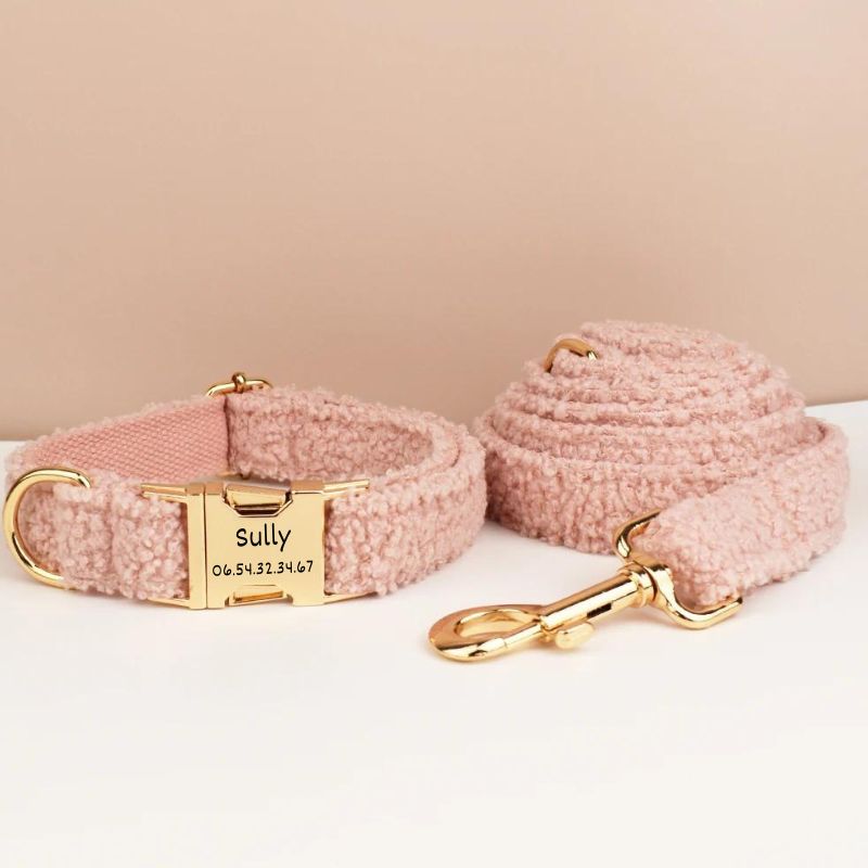 Collier Chien Personnalisé Rose