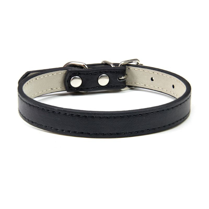 Collier Chien Cuir Noir