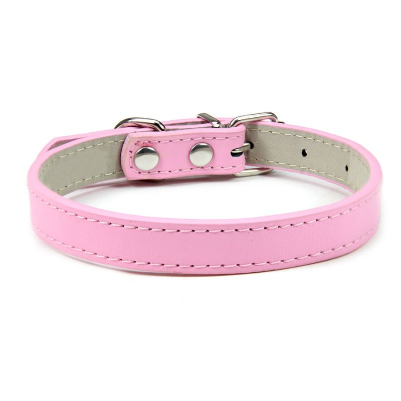 Collier Chien Cuir Rose