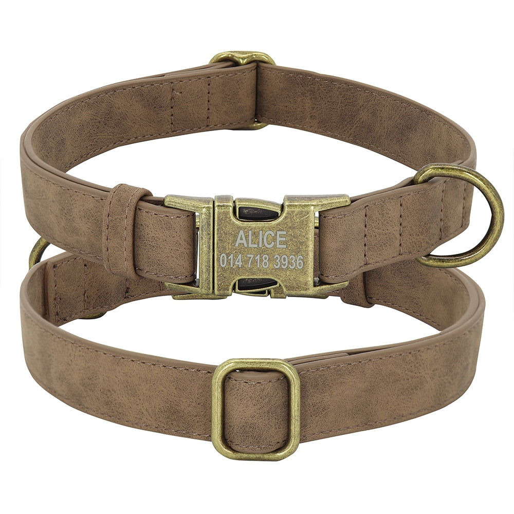 Collier Simili Cuir Marron