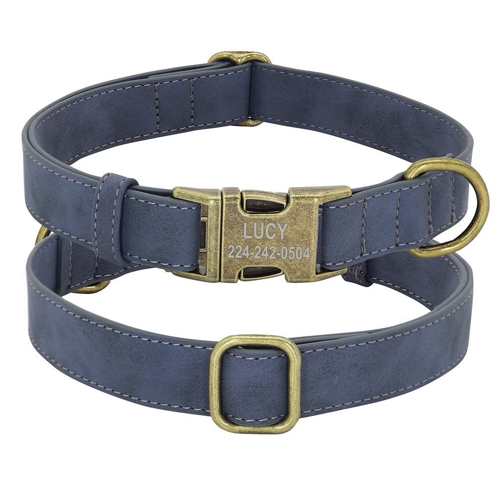 Collier Simili Cuir Bleu Marine