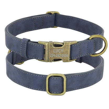 Collier Simili Cuir Bleu Marine
