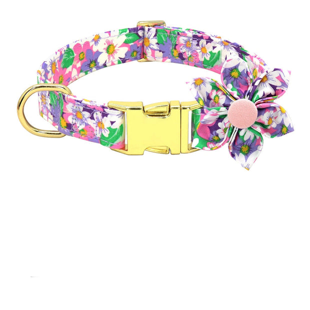 Collier Chien Personnalisé Motifs à Fleurs