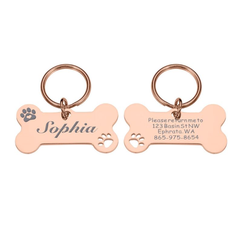 Medaille Chien Os Rose