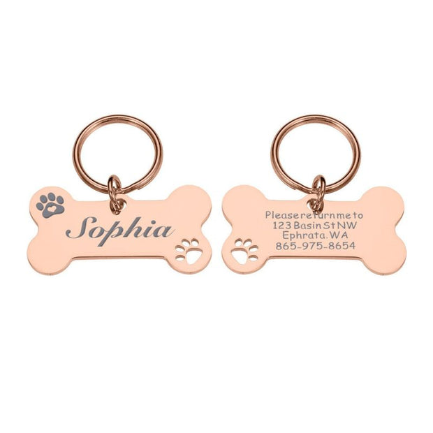 Medaille Chien Os Rose