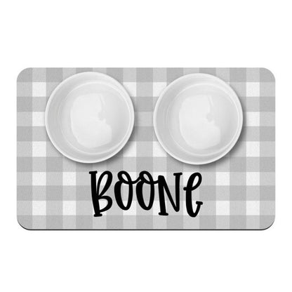 Tapis de Gamelle Vichy Gris